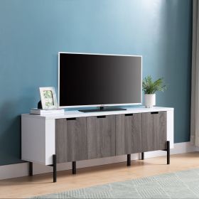 ID USA 213038 TV Stand White & Distressed Grey