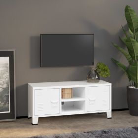 Industrial TV Stand White 41.3"x13.8"x16.5" Metal