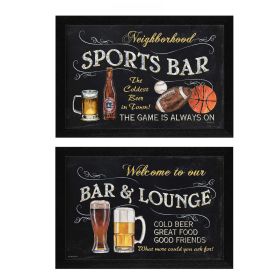 "Sports Bar" Collection 2-Piece Vignette By Debbie DeWitt, Printed Wall Art, Ready To Hang Framed Poster, Black Frame