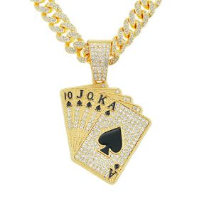 Diamond-embedded Poker Pendant Necklace Accessories Pendant (Color: GOLD)