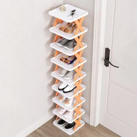 9 Tier Narrow Entryway Shoe Rack Vertical Shoe Organizer (Color: Orange)